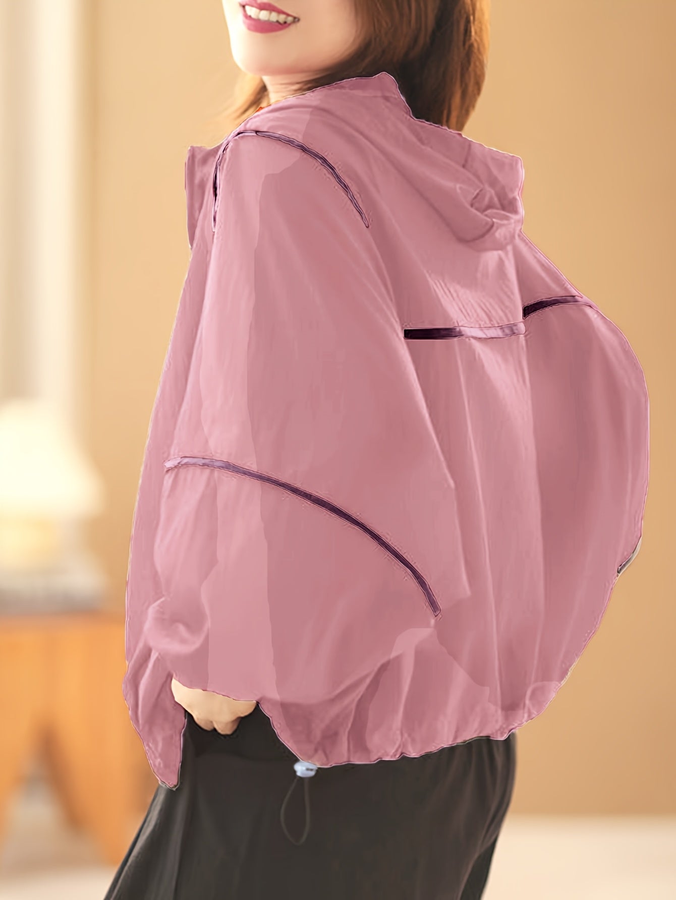 Women's Bohemian Shirt - Lightweight Breathable Loose-Fit Long Sleeve Hooded Cardigan with Pockets, & Sheer Mesh Panels for Outdoor Activities, Casual Elegance Collection