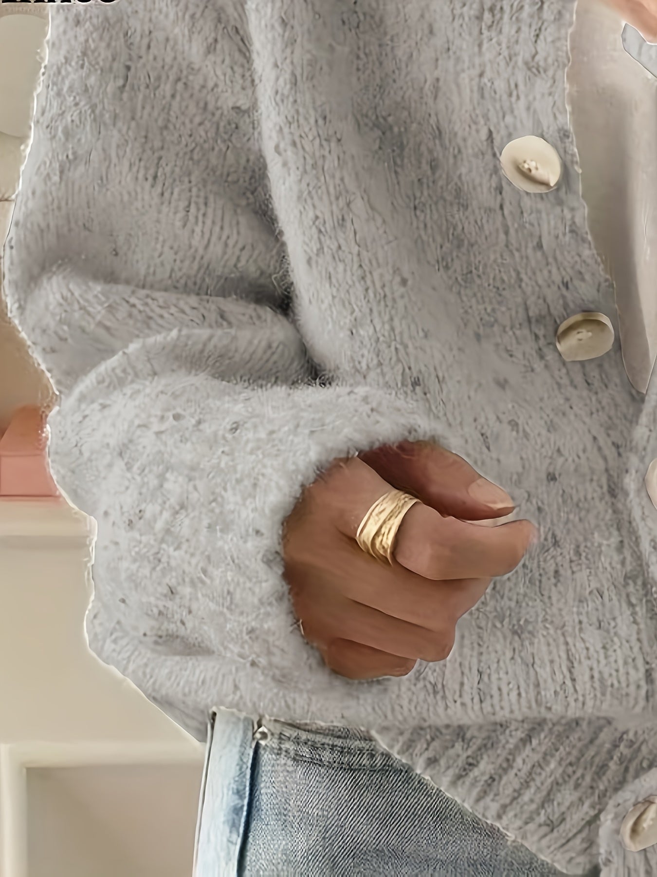 Rachel Women's Elegant Stretchy Camo Button Cardigan - High Elasticity Round Neck Spring\u002FFall Sweater with Decorative Buttons, Hand Wash\u002FDry Clean, Casual to Dressy Outfits, Classic Sweater for Ladies, Outfit Enhancer, Textured, Durable