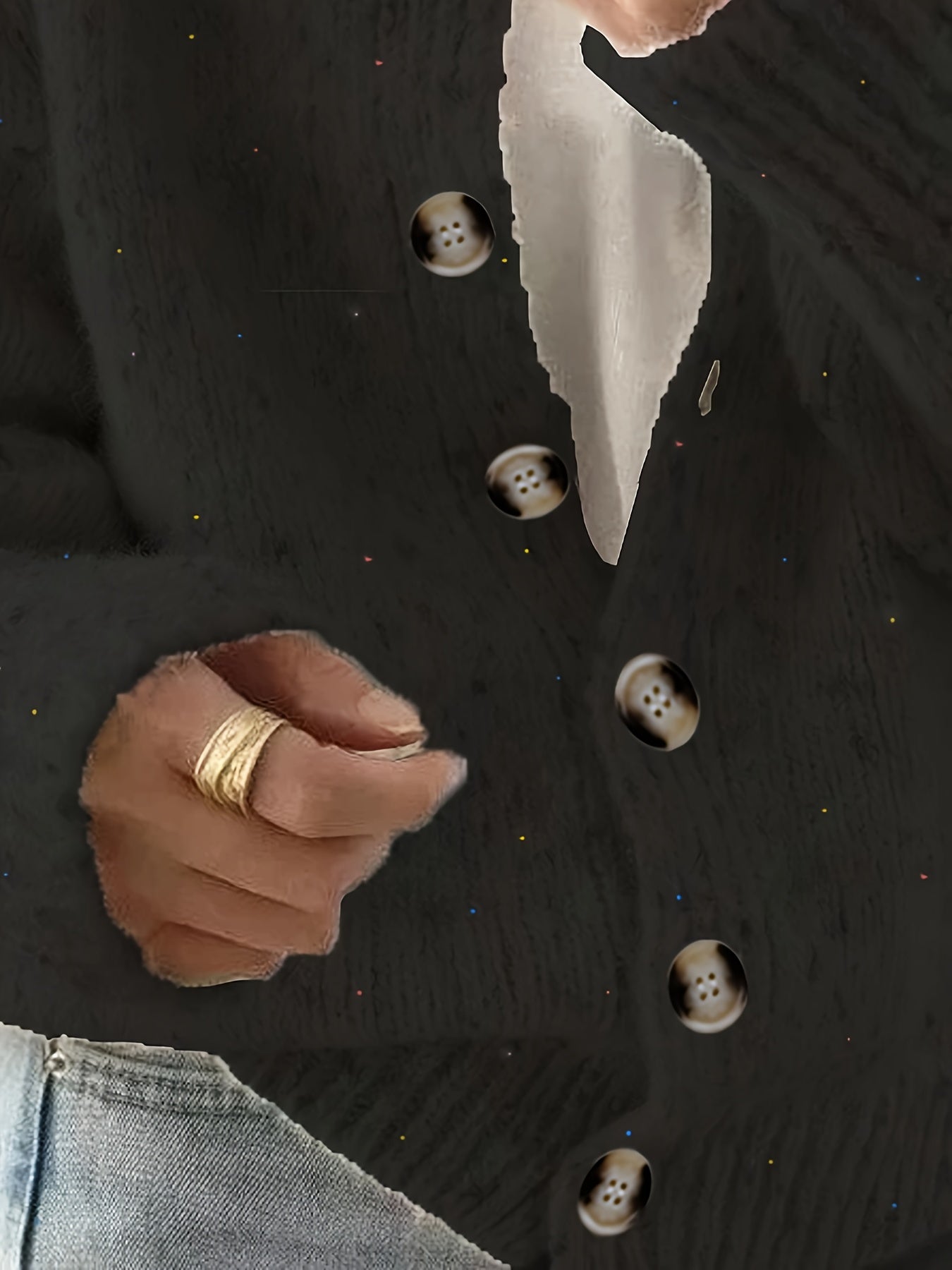 Rachel Women's Elegant Stretchy Camo Button Cardigan - High Elasticity Round Neck Spring\u002FFall Sweater with Decorative Buttons, Hand Wash\u002FDry Clean, Casual to Dressy Outfits, Classic Sweater for Ladies, Outfit Enhancer, Textured, Durable