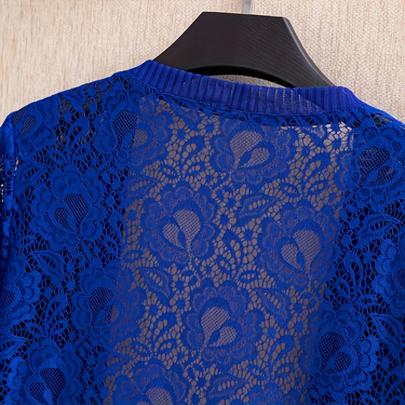 Elegant Lace Cardigan: Fall\u002FWinter Collection - Long Sleeve, Fitted Design, Hand Wash or Dry Clean, Suitable for Mature Occasions, Provides Warmth, Decoration, and Wind Protection - Women's Fashion Accessory