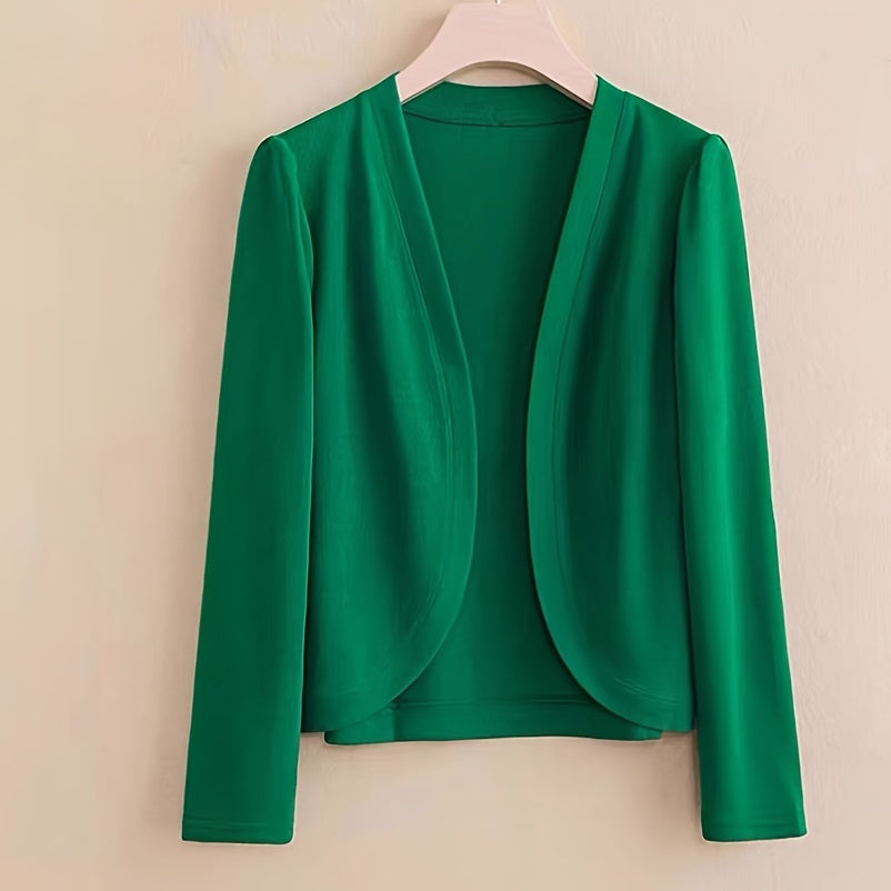 Women's Elegant Long Sleeve Cardigan - Open Front Shawl Design, Breathable Windproof Sunscreen Polyester, 4 Colors (Olive Green\u002FRed\u002FGreen\u002FWhite) for Mature Style & All-Day Comfort, Cardigan, Casual Layering Piece, Lightweight Fabric