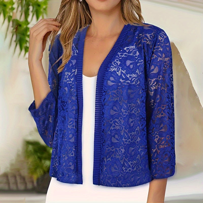 Elegant Lace Cardigan: Fall\u002FWinter Collection - Long Sleeve, Fitted Design, Hand Wash or Dry Clean, Suitable for Mature Occasions, Provides Warmth, Decoration, and Wind Protection - Women's Fashion Accessory